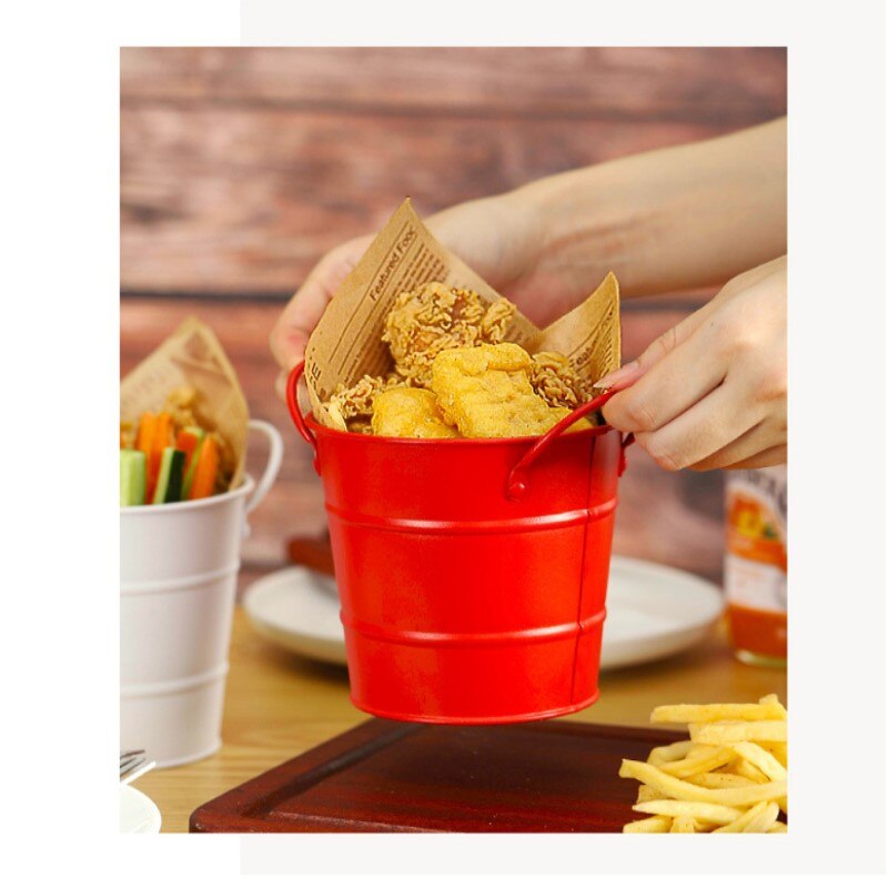 600ml Bar Ice Bucket Seafood Bucket Coffee Shop Mini Fries Binaural Snack Ice Bucket Fried Chicken Bucket Multi-function