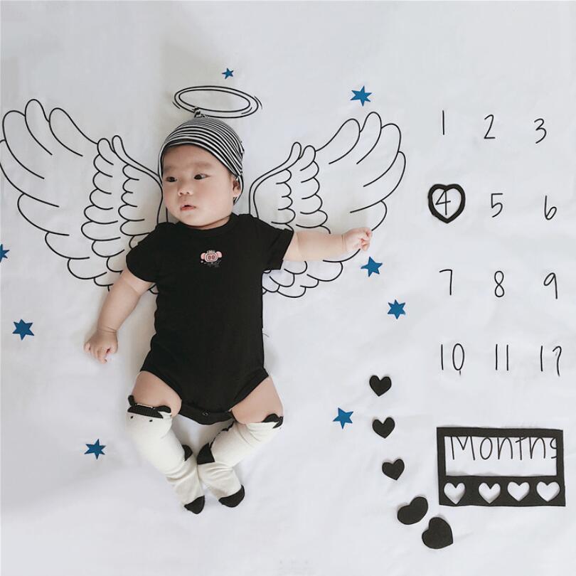 Baby baby milepæl teppe foto fotografering prop tepper bakgrunn klut kalender bebe gutt jente foto tilbehør 100 x 100cm
