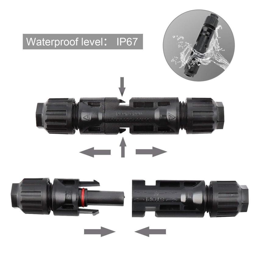 50 Pairs/Pack MC4 Solar Panel Cable Connectors - Male &amp; Female MC4 Waterproof Connector for Connecting Solar Panels