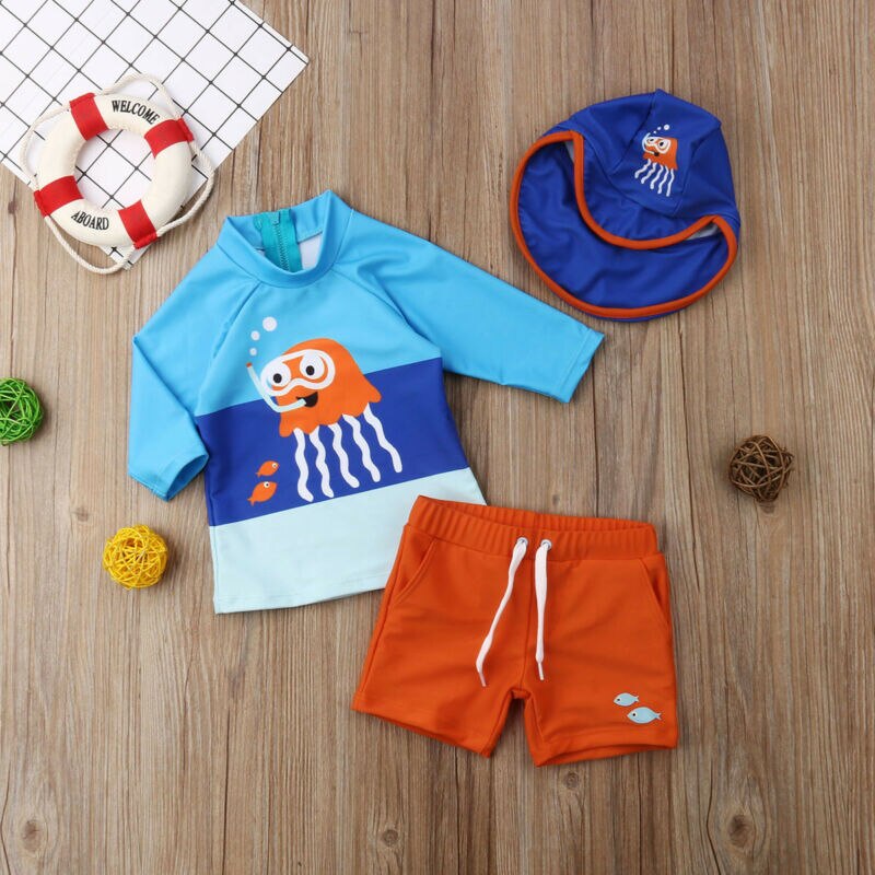 Conjunto de Bikini de 3 uds para niños pequeños y bebés, traje de baño de verano para baño y surf UV