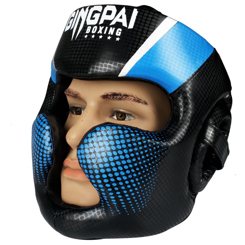 Adult Men Women Kick Boxing Sanda MMA Head Protector Helmet Muay Thai Boxing Taekwondo Karate Headgear Guard: AGW Blue / L 57-65CM