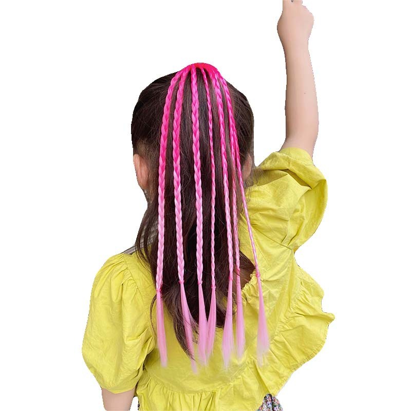 1 PCS Neue Mädchen Bunte Perücken Pferdeschwanz Kinder Haar Zubehör Kopf Band Haar Ornament Stirnbänder Gummibänder Schönheit Haar Bands