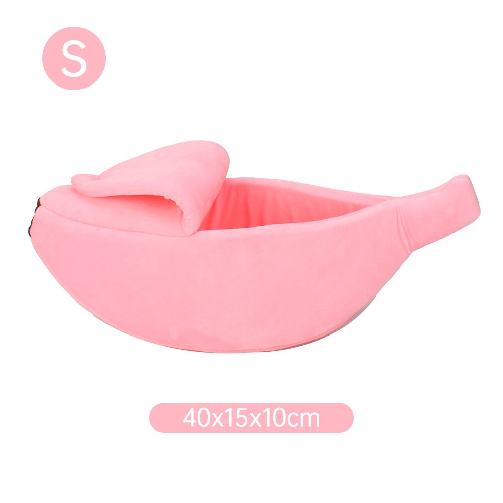 Bananform kjæledyrseng varm koselig valpepute kattehus myk hundegård vaskbar sofakurv søte bærbare kjæledyr liggeunderlag: Rosa / 55 x 20 x 15cm