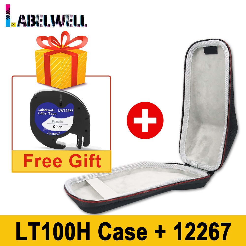 Labelwell futerał ochronny do Dymo LetraTag LT-100H LT100H drukarka do etykiet EVA twarda obudowa do przenoszenia podróży drukarka do przechowywania z 91201: 1Pcs Case and 12267