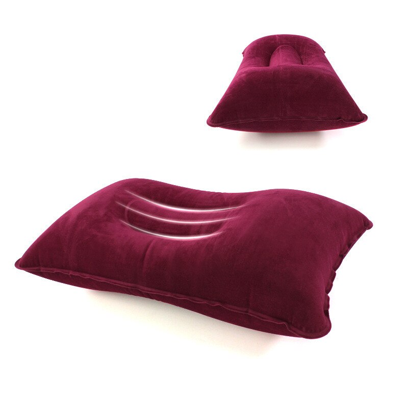 Draagbare Opblaasbare Reiskussen Lucht Kussen Dubbelzijdig Massaal Kussen Kamp Strand Auto Vliegtuig Hotel Head Rest Bed Slaap: Wine red