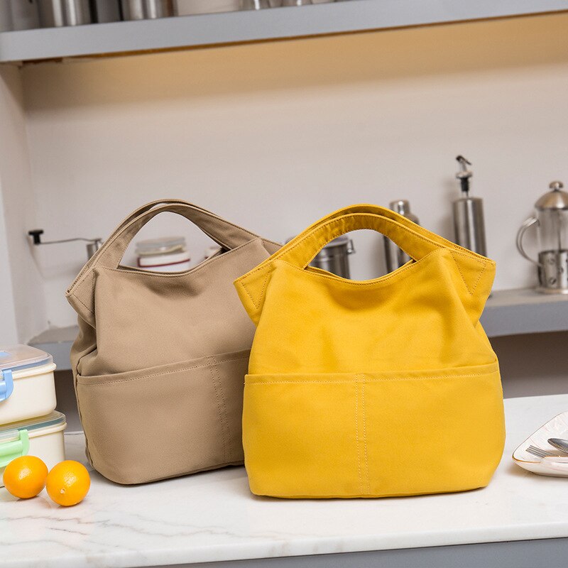 Draagbare Canvas Lunch Tas Vrouwen Outdoor Camping Wandelen Picknick Voedsel Koeler Pouch Reizen Eten Opslag Thermische Pakket Accessorie