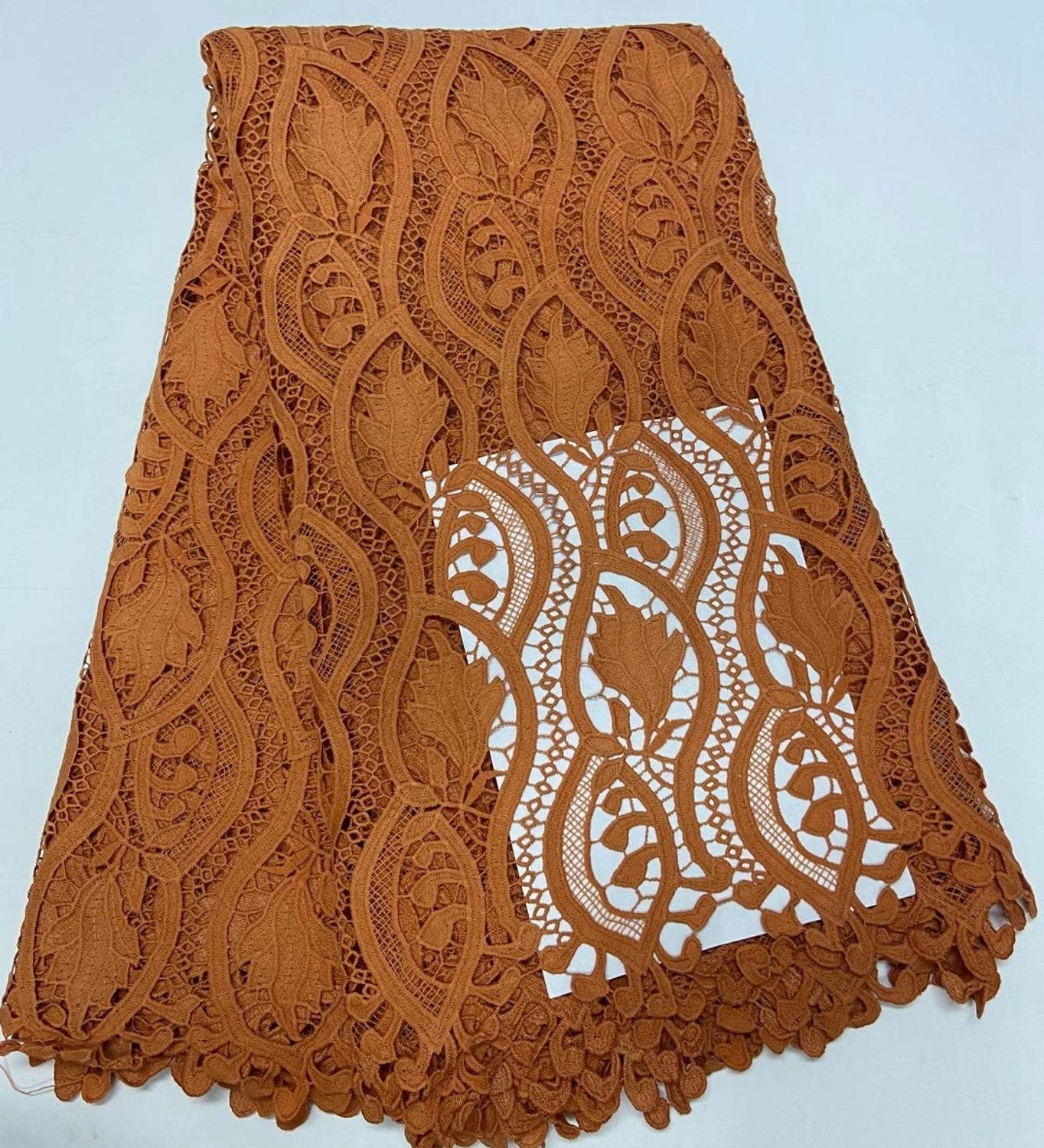 african guipure lace cord lace fabric embroidery water souble lace fabric french mesh lace fabric for wedding dress ML8519