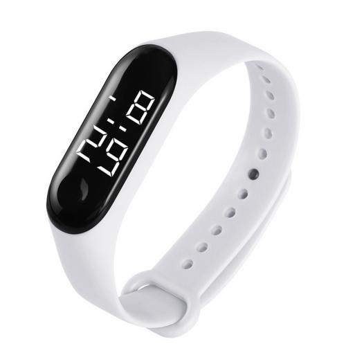 M3 Children Solid Color Adjustable Strap LED Digital Electronic Wrist Watch: White