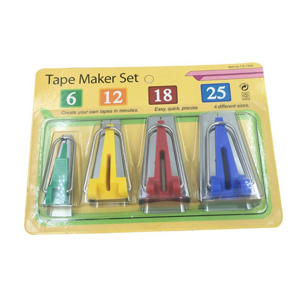 1 sæt /4 stk stof kløver bias tape maker bindende værktøjssæt maskine værktøj syning quiltning hemming til hjemmet håndlavet tilbehør: 4 stk værktøj