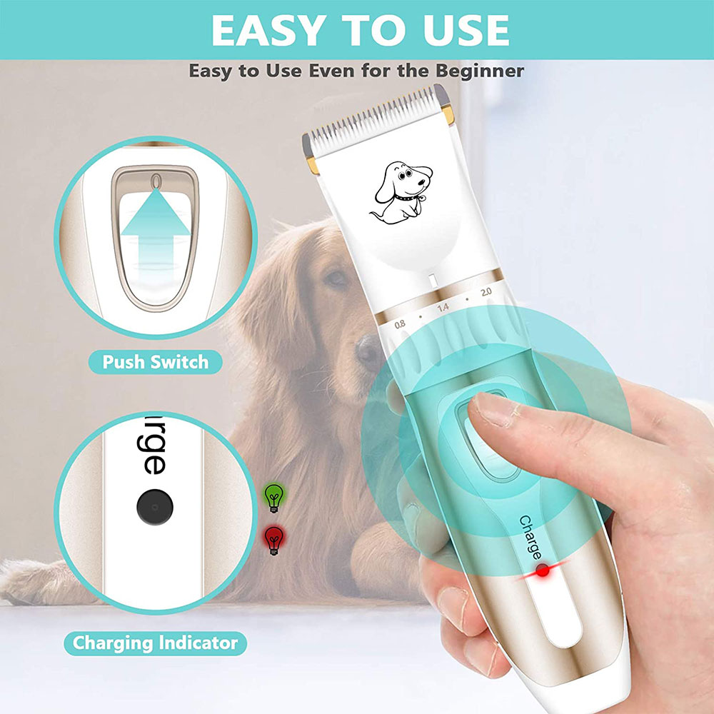 Tondeuse Chien Professionnelle Tondeuse Chien Poil Long Epais Electrique Tondeuse pour Chien pour Chats et Animaux Silencieux Rechargeable Electrique Tondeuse pour Chien et Chat Dog Clipper Kit