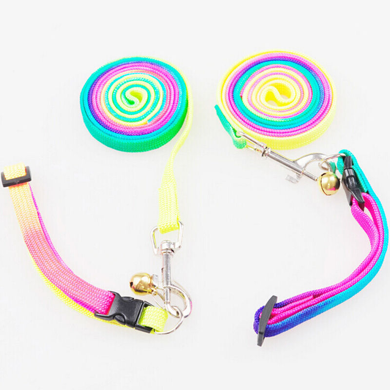 1,2 M arco iris Mascotas perro cachorro Correa suave caminar arnés plomo cachorro ajustable para Mascotas cadena