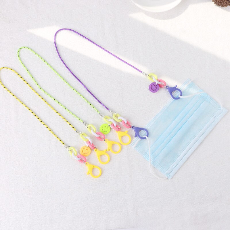 Mascarilla para bebé con cordón acrílico Anti cadena perdida, collar de correa para mascarilla cómoda alrededor del cuello, protector de orejas, 1 Uds.