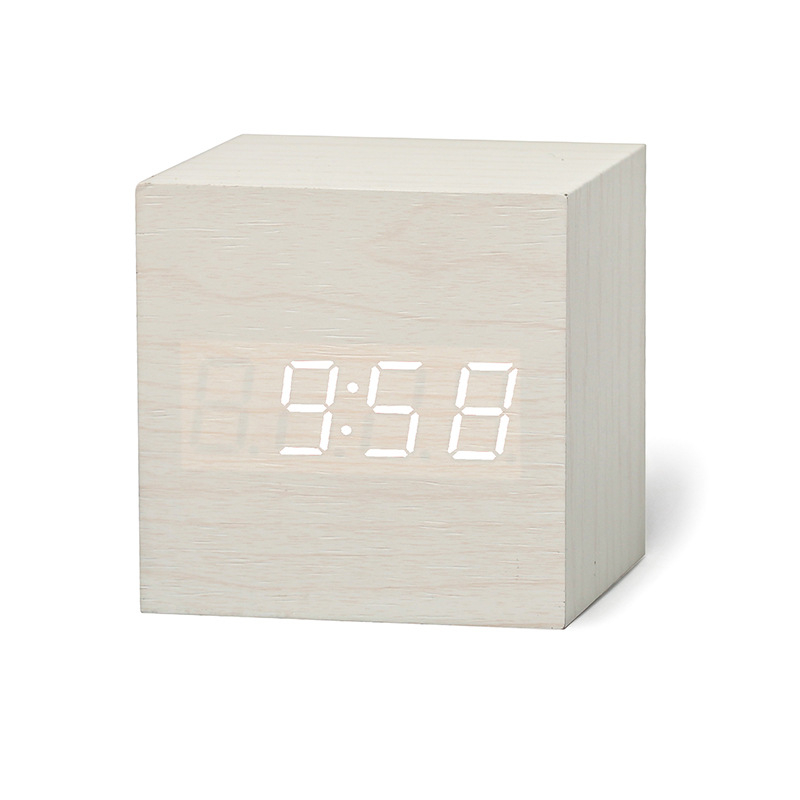 Qualified Digital Wooden LED Alarm Clock Wood Retro Glow Clock Desktop Table Decor Voice Control Snooze Function Desk