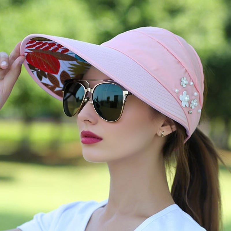 M-2Sun chapeau été ombre hHt pour femmes pliable Protection solaire plage grand chapeau à bords Protection UV cyclisme haut vide