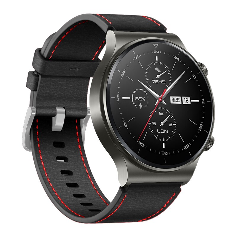 Fifata Lederen Band Voor Huawei Horloge Gt 2 Pro Band Vervanging Polsband Armband Voor Huawei GT2 Pro Smart Horloge accessoires: Black red