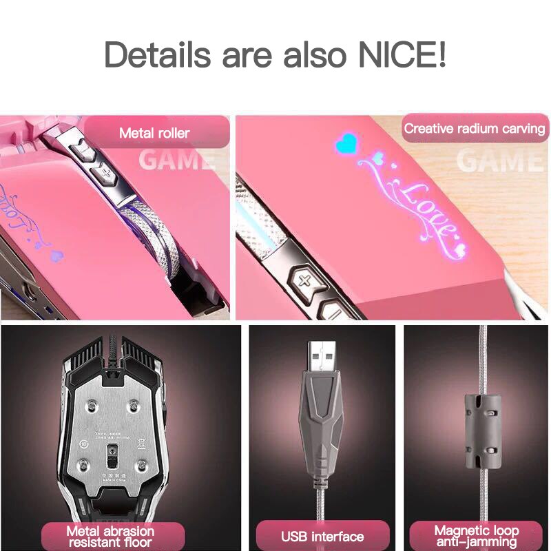 Wired Mouse 7-Button Mechanical Metal Macro Definition Mouse USB Luminous Mouse RGB Gaming Ergonomic Mouse