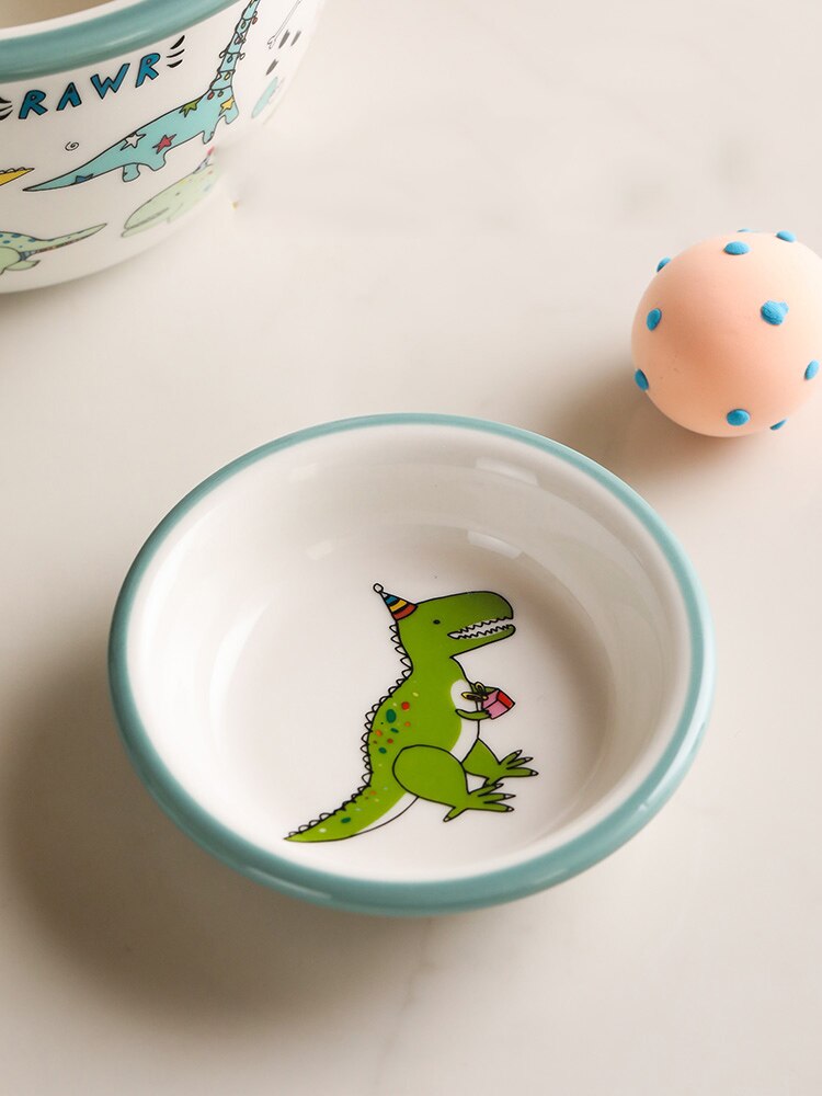 Utensils for Kitchen Child Ceramic Tableware Set Cartoon Dinosaur Pattern Plate Saucer Kids Cute Bowl Dishes Children Dinnerware
