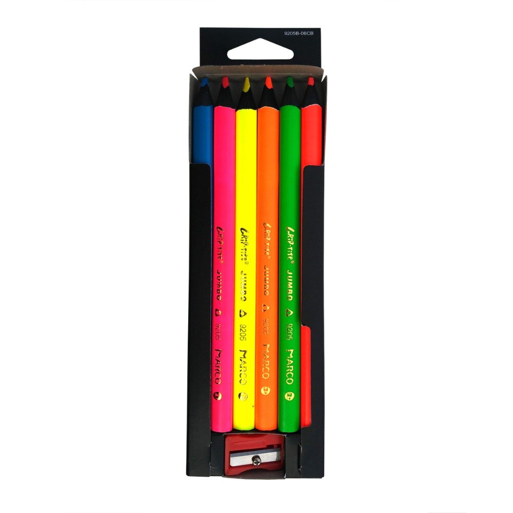 Marco Raffine 6 sztuk, czarny, drewno, kolorowe kredki de colores neonowe metalowe ołówki robić rysowania zestaw kredek szkolne