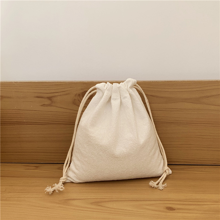 Japanischen Gefaltete Baumwolle Kordelzug Lagerung Beutel Verpackung Tasche Schmuck Organizer Weihnachten Tasche: Beige