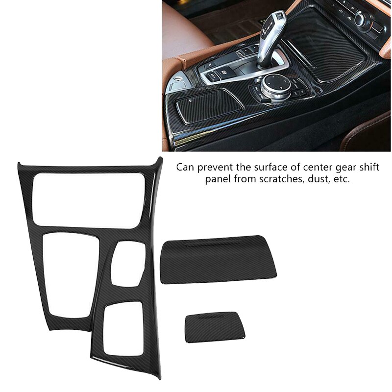 Carbon Fiber Center Console Gear Shift Panel Cover Trim For-BMW 5 Series F10