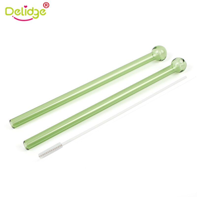 Tubo de cristal para beber hecho a mano, paja de colores con cepillo de limpieza del hogar, pajitas de vidrio reutilizables para fiestas, herramientas de Bar, 3 uds.: B2130SS