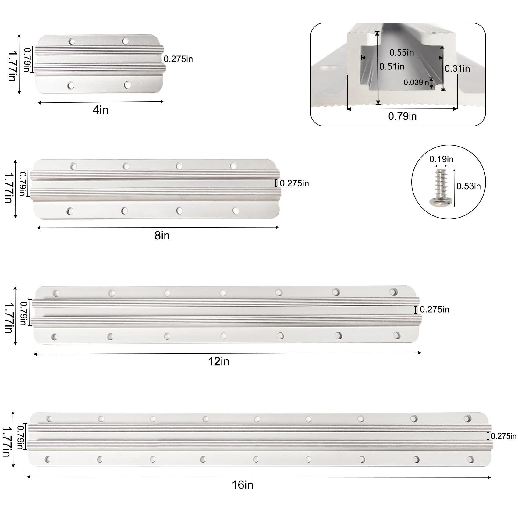 Aluminum Kayak Track Rails Bracket Accessories Kayak Track mount Rail System Fishing Rod Rack Holder Mounting Base Canoe