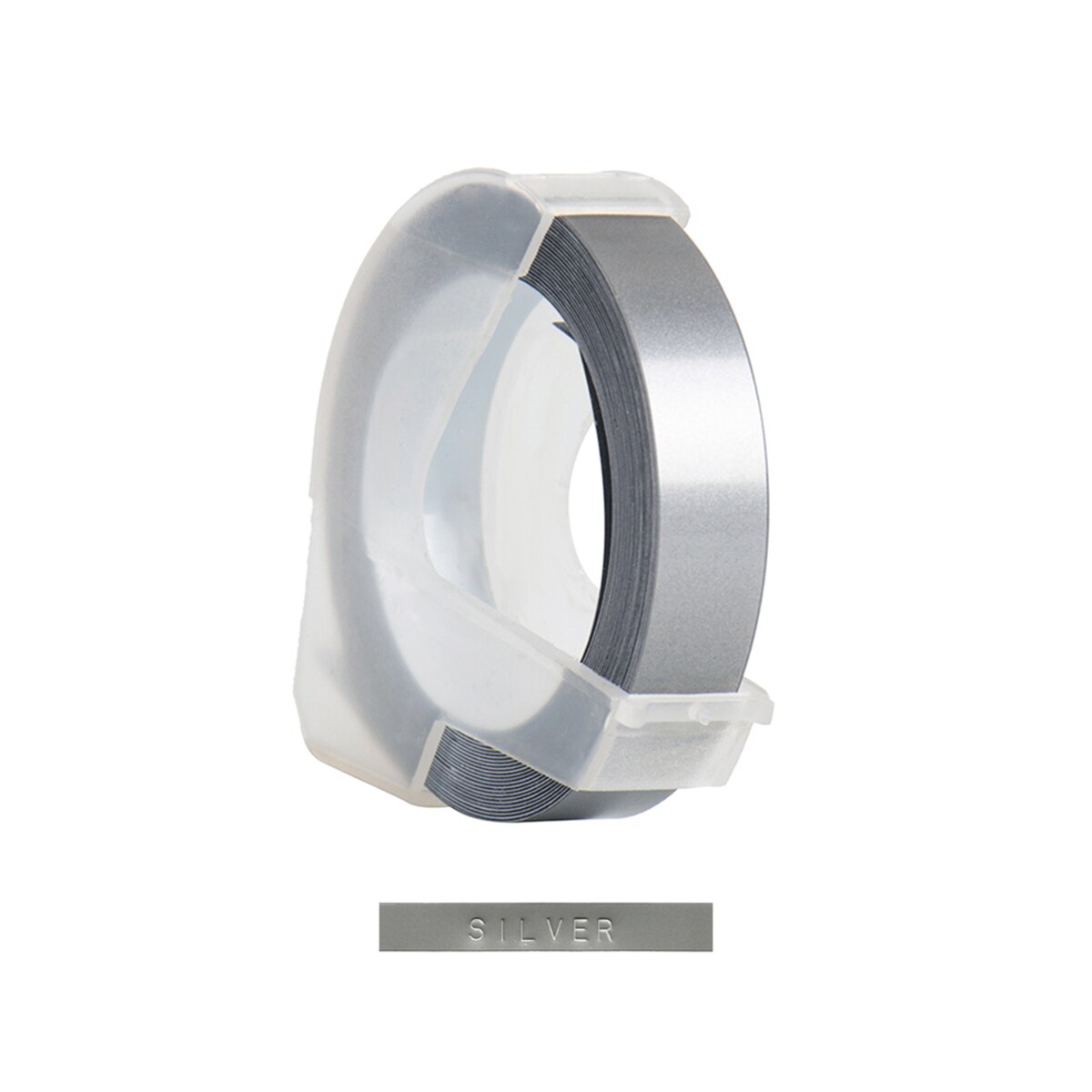 3D Plastic Embossing Label Tape Refill for DYMO 12965 1610 Label Maker with 3/8 Inch * 9.8 feet, 1 Roll: Silver