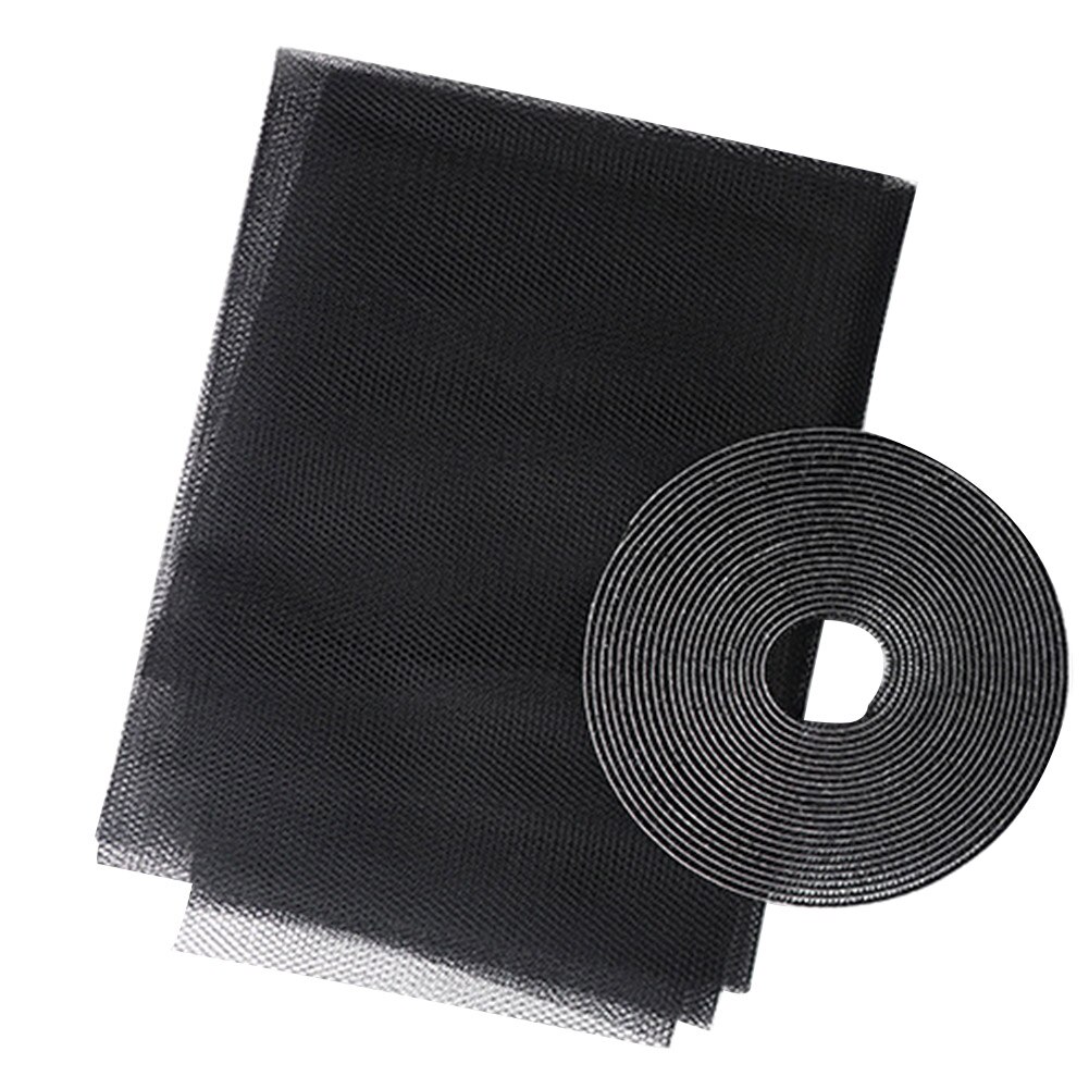 DIY Bug Protection Window Screen Moth Indoor Self Adhesive Insect Fly Cover Mosquito Netting Mesh Curtain Universal Room Doors: Black / 1.5x2m