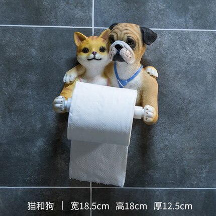 Toiletrulleholder sød kat vovsepapirholder badeværelse vægmonteret rullepapirkasse: H
