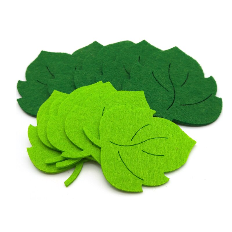 10 stk tilfældig farve blad ikke-vævet filt grøn træ blade patch applikationer diy væg håndværk tilbehør forsyninger: Default Title