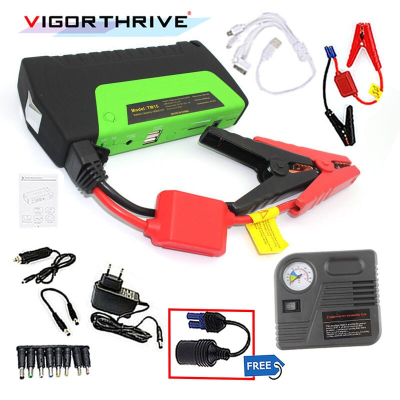 Autolader Auto Motor Auto Jump Starter 12V Mini Emergency Start Auto Booster Power Bank Batterij Starter Met Elektrische luchtpomp