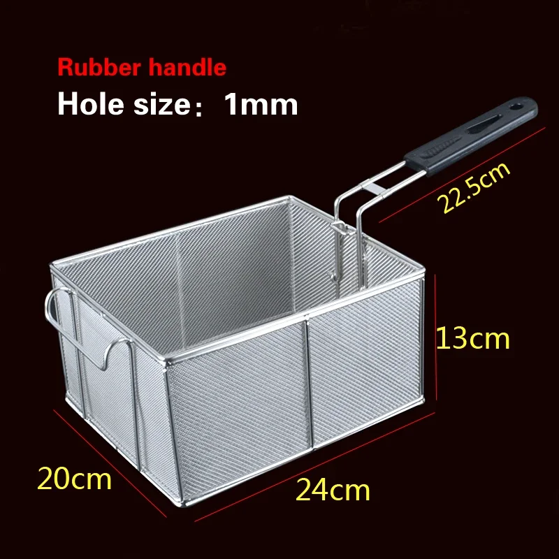 Stainless steel frying basket net French fries basket frame square oil control filter frying basket dense