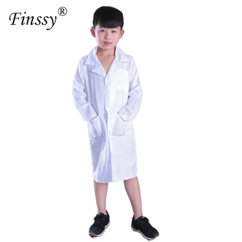 White Doctor Nurse Scientist Laboratory Long Sleeve Thin Coat Very Beautiful Costume For Boys Halloween Cosplay Costumes: 7T