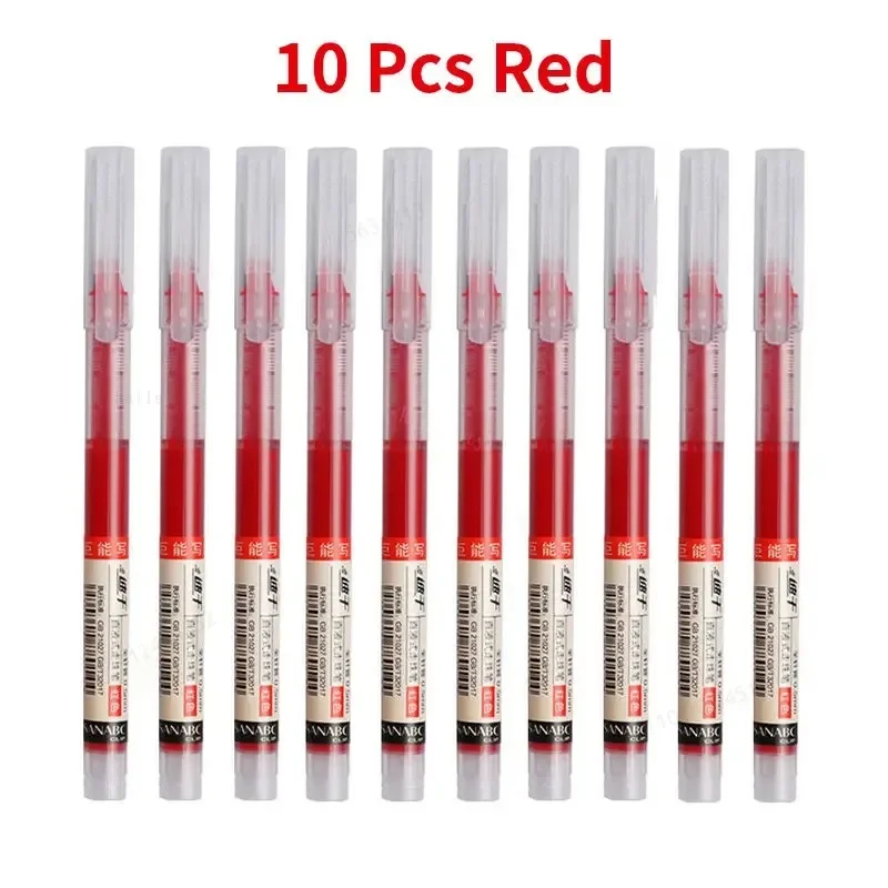 10Pcs/set Needle Type Gel Pens Straight Liquid Ballpoint Pen Kawaii Stationery School Office Supplies Writing: Light Grey