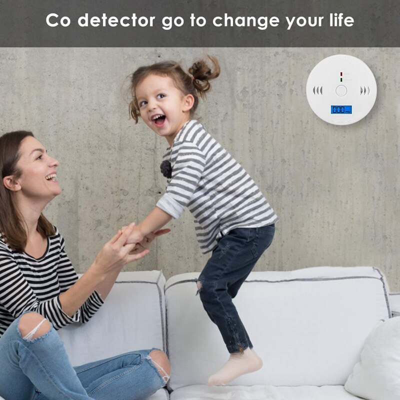 Carbon Monoxide Gas Detection,Co Detector Alarm Lcd Portable Security Gas Co Monitor,Battery Powered,Alarm Clock Warning (9V B