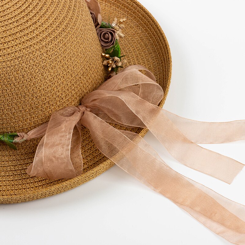 HSS Novo Guirlanda de flores Chapéus De Palha Senhora praia verão Chapéu chapéu de Sol Das Mulheres 2018 Moda Viagem Arco Chapéus