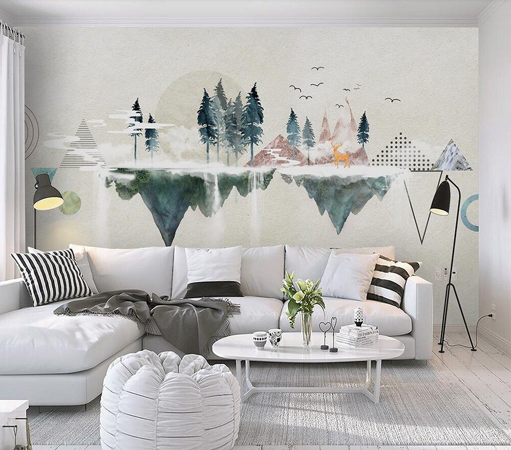 Decoratieve behang Moderne eenvoudige geometrische abstract landschap achtergrond muurschildering
