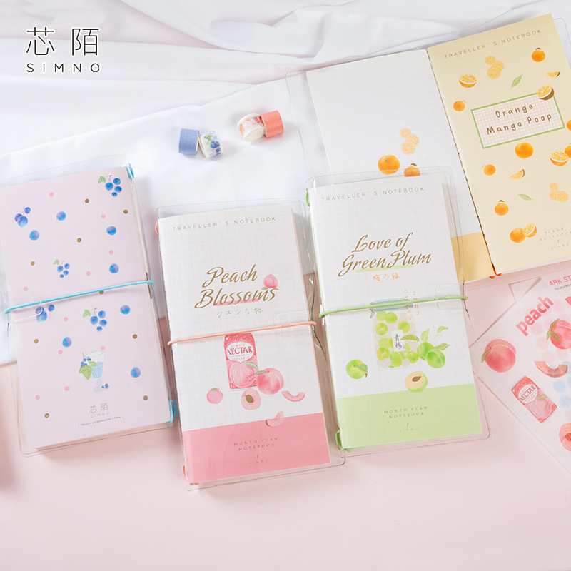 6 st / set kawaii rosa frukt stil planerare bok klistermärken låda tom bok ersättning diy dekorativa klistermärken för tjejer