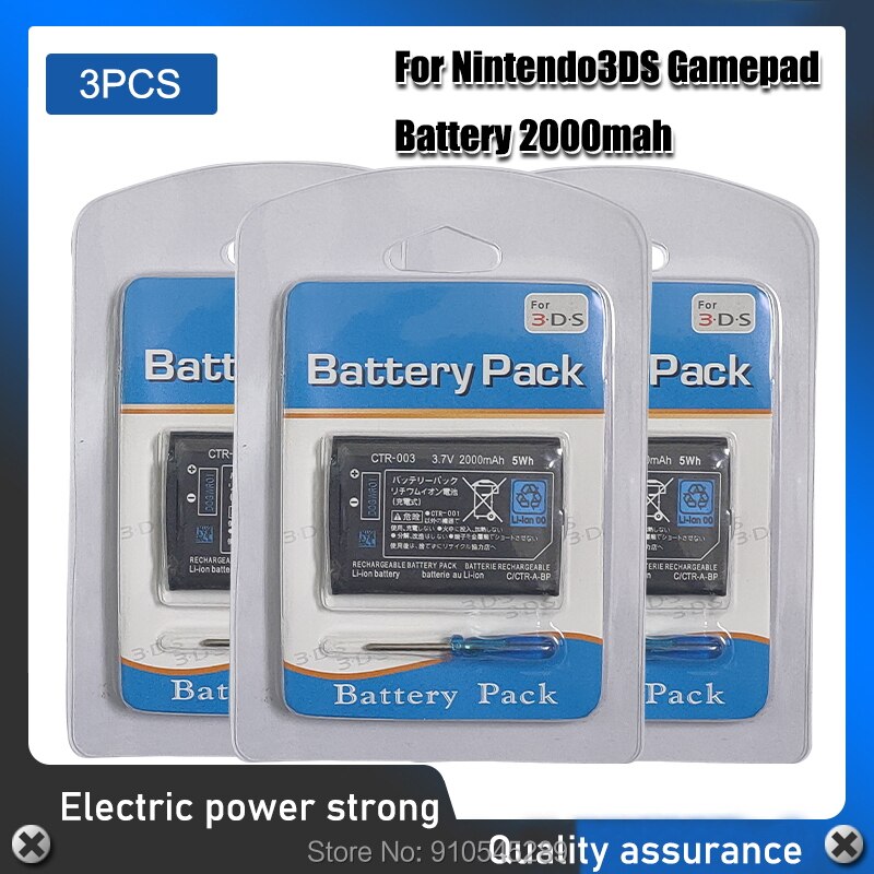 3.7V 2000mAh Replacement Battery For Nintendo 3DS 3DS XL Gamepad Wireless Controller Rechargeable Lithium Battery CTR-003: 3PCS