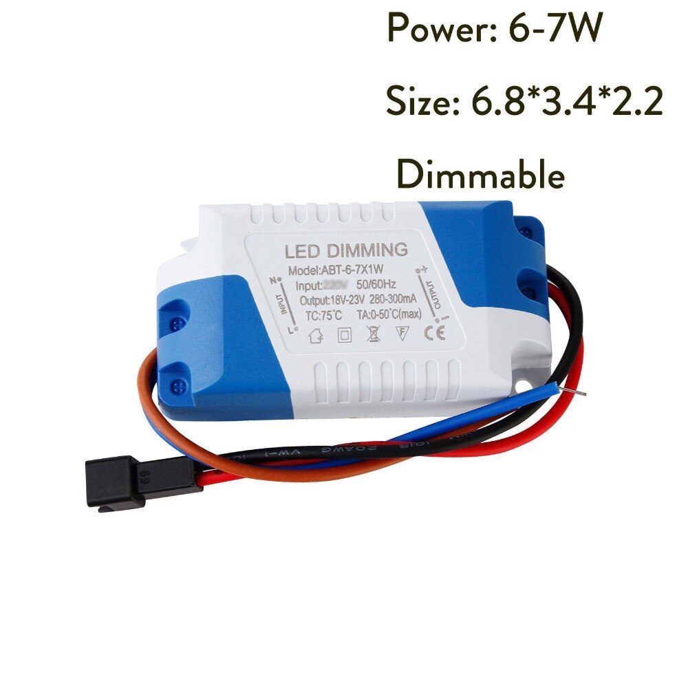 Dimbare 3W 5W 7W 8-10W 15W 15-24W Voeding LED driver Adapter Transformator 300mA Voor LED Verzonken Plafond Downlight 85-265V: 6-7W / 110v