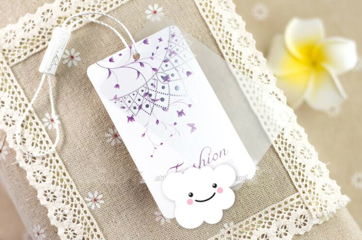 Lote de 100 Uds. De etiquetas para colgar ropa recubiertas de papel de 0,37g de grosor con cuerda, accesorios para hacerlo tú mismo con flores estampadas a color