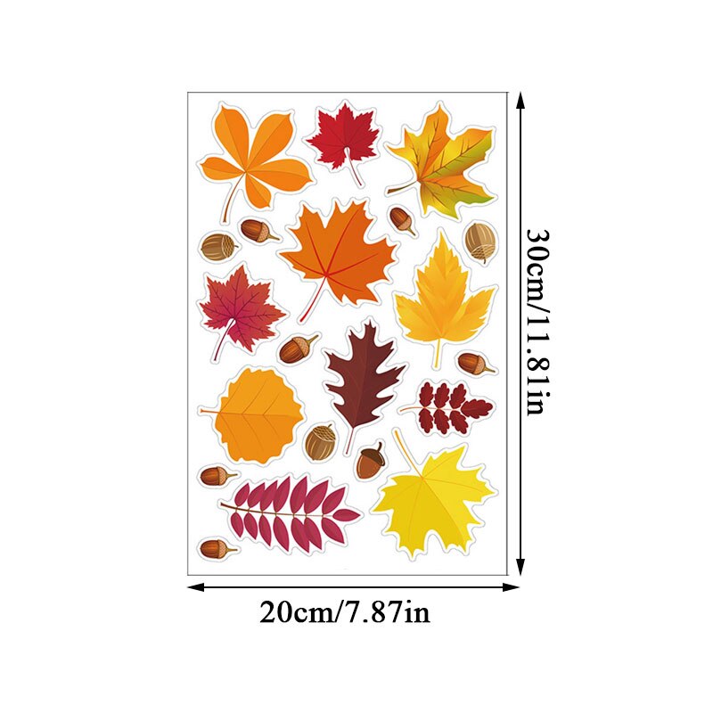 Cartoon Autumn Maple Leaf Window Wall Stickers Thanksgiving Bedroom Fall Leaf Turkey Fruit Wall Sticker Wall Decal Art