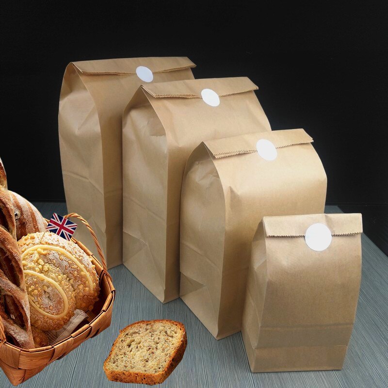 10pcs Kraft Paper Bags Food Tea Small Bags Sandwich Bread Bags Party Wedding Supplies Wrapping Takeout Take Out Bags