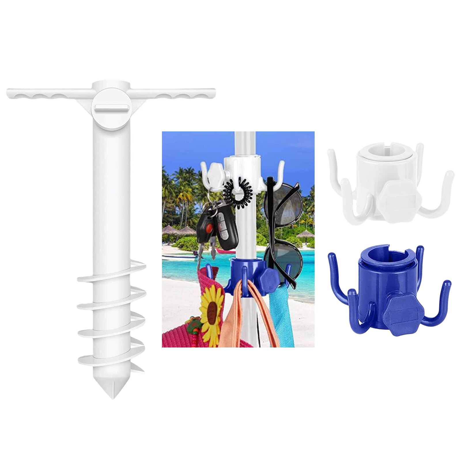 Anclaje de arena para sombrilla de playa, soporte de anclaje de arena con tornillo de en espiral, talla única para ARENA y viento resistente