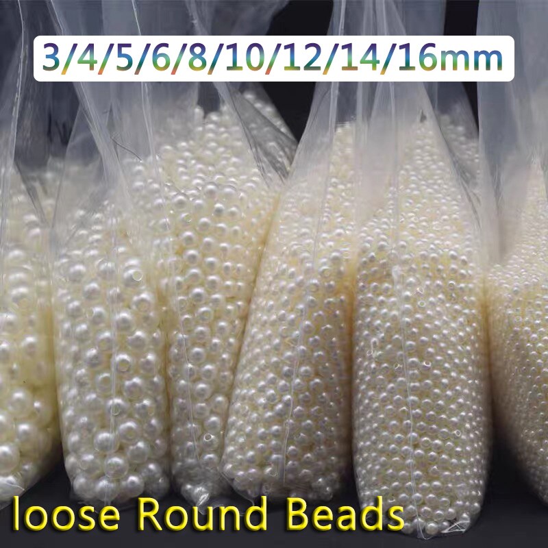3/4/5/6/8/10/12/14/16mm Perlen Runde lose Perlen Acryl Spacer Perlen Nachahmung Für Schmuck Machen DIY Kleid Perlen Perlen