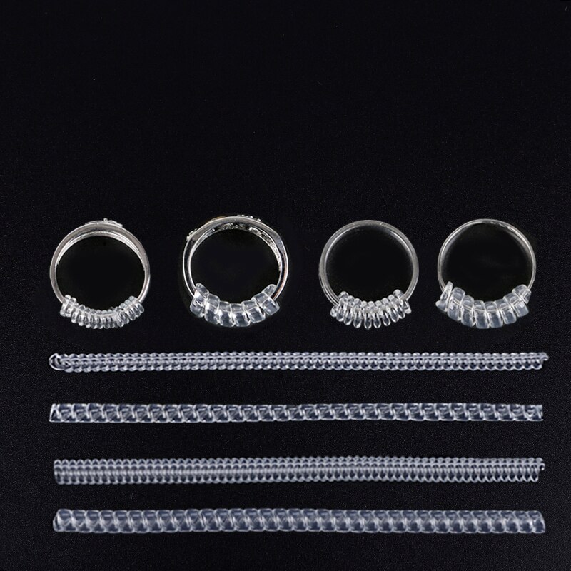 Fashin 10 CM 4 Pcs DIY Transparante Vintage Spiraal Gebaseerd Ring Maat Guard Tightener Reducer Sieraden Tools &amp; Uitrustingen