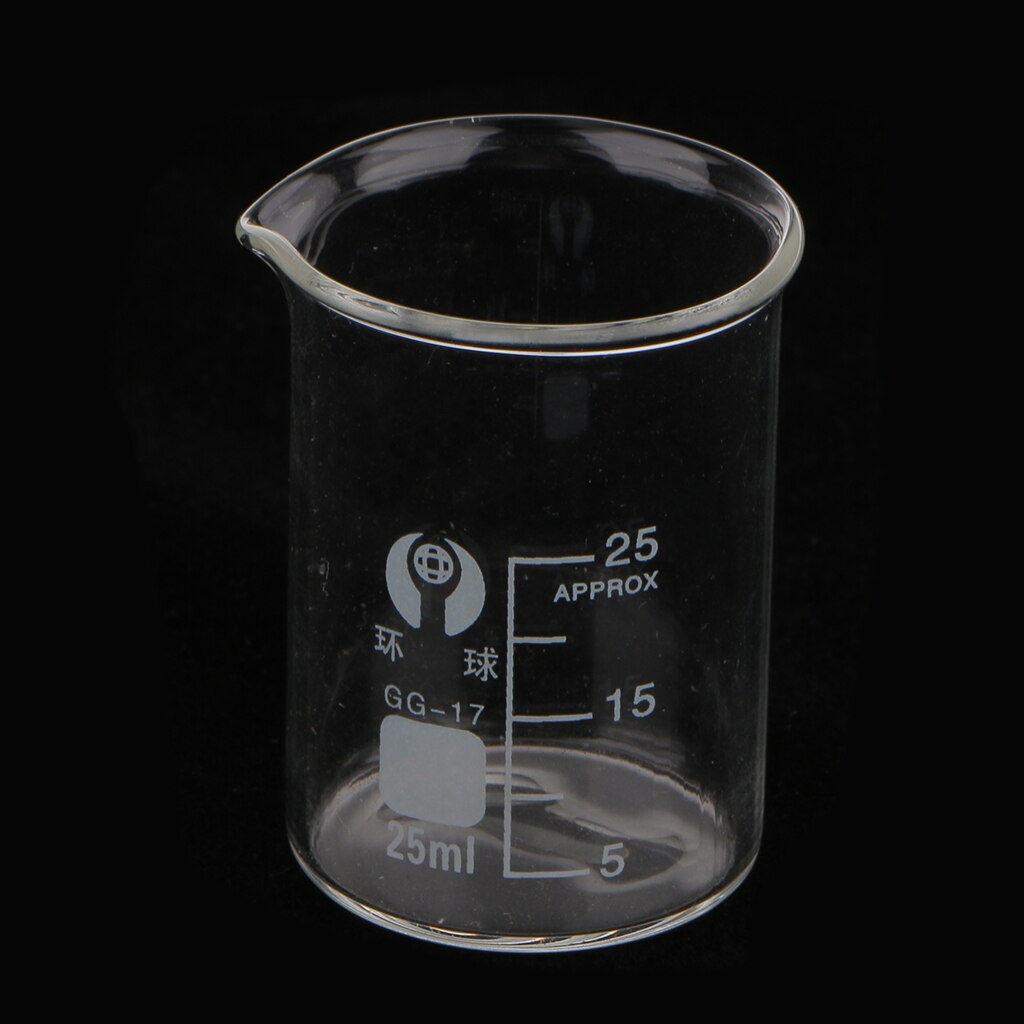 25ml Borosilicate Glass Beaker -- Graduated Low Form Measuring Beakers - Lab