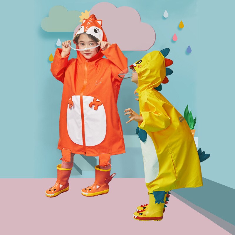 Leuke Kinderen Regenjas Jongens Meisjes Waterdicht Jumpsuit Hooded Cartoon Dinosaurus Kids Regenkleding En Broek