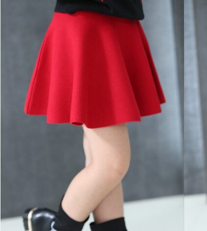 Tutu Rok Meisjes Gebreide Rokken A-lijn Rok Meisje Katoenen Gebreide Kids Outfit Kinderen Mini Rokken Waarschuwde Voor Lente Herfst: Solid Red Skirts / 12T