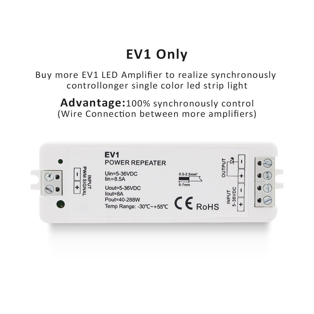 Dimmer LED 12V 24V 15A solo Color Dimmer táctil de interruptor remoto 2,4G RF Wifi inteligente inalámbrico PWM LED tira de luz remoto dímero: EV1 Amplifier Only